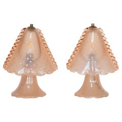 Pair of Pink Glass Lamps by Barovier&Toso