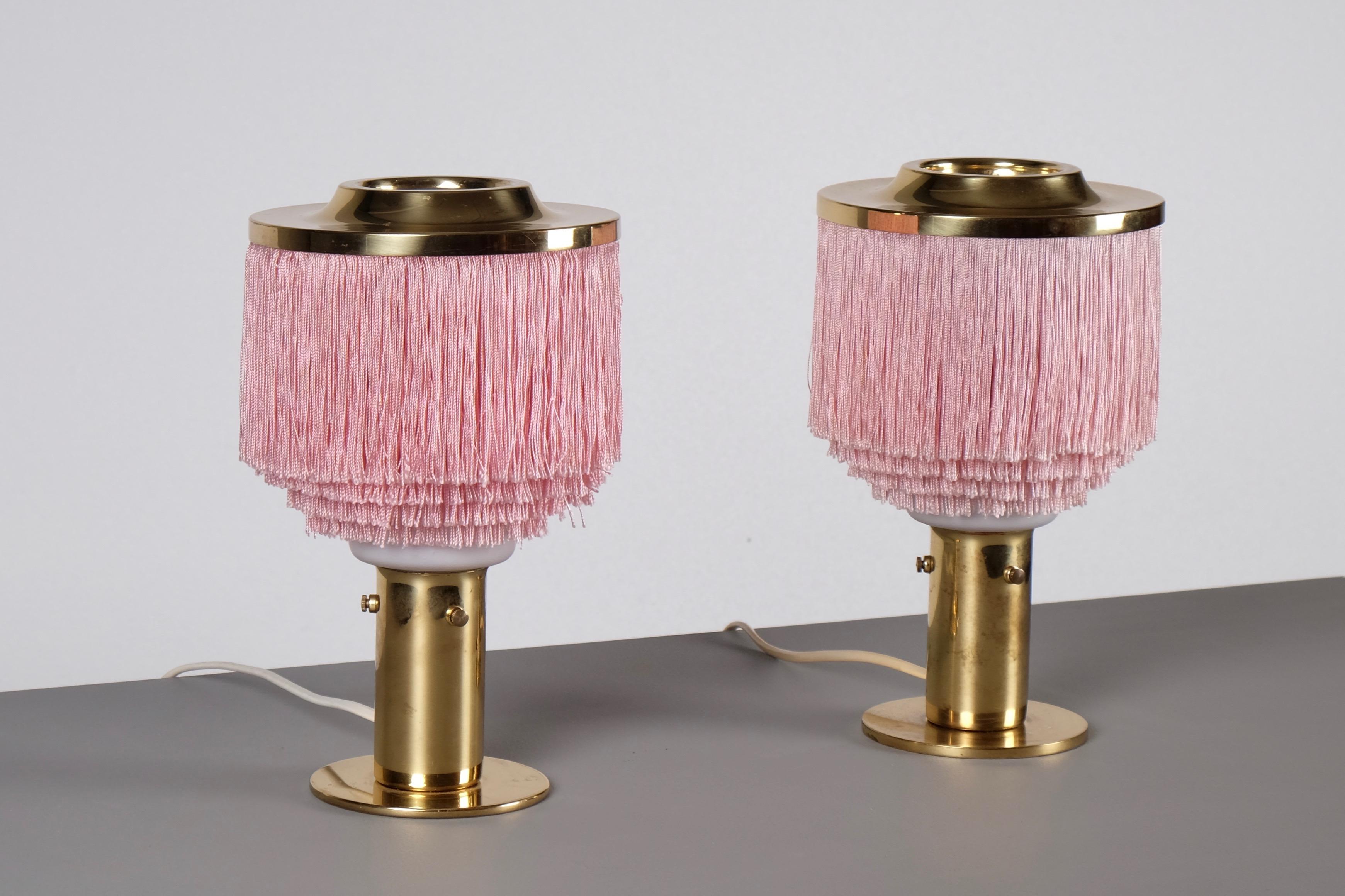 Pair of Pink Hans-Agne Jakobsson Table Lamps Model B-145, 1960s 1