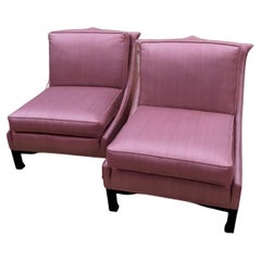 Pair of Pink Hollywood Regency Slipper Chairs