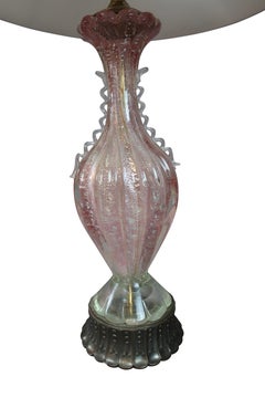 Pink Italian Murano Glass Table Lamps