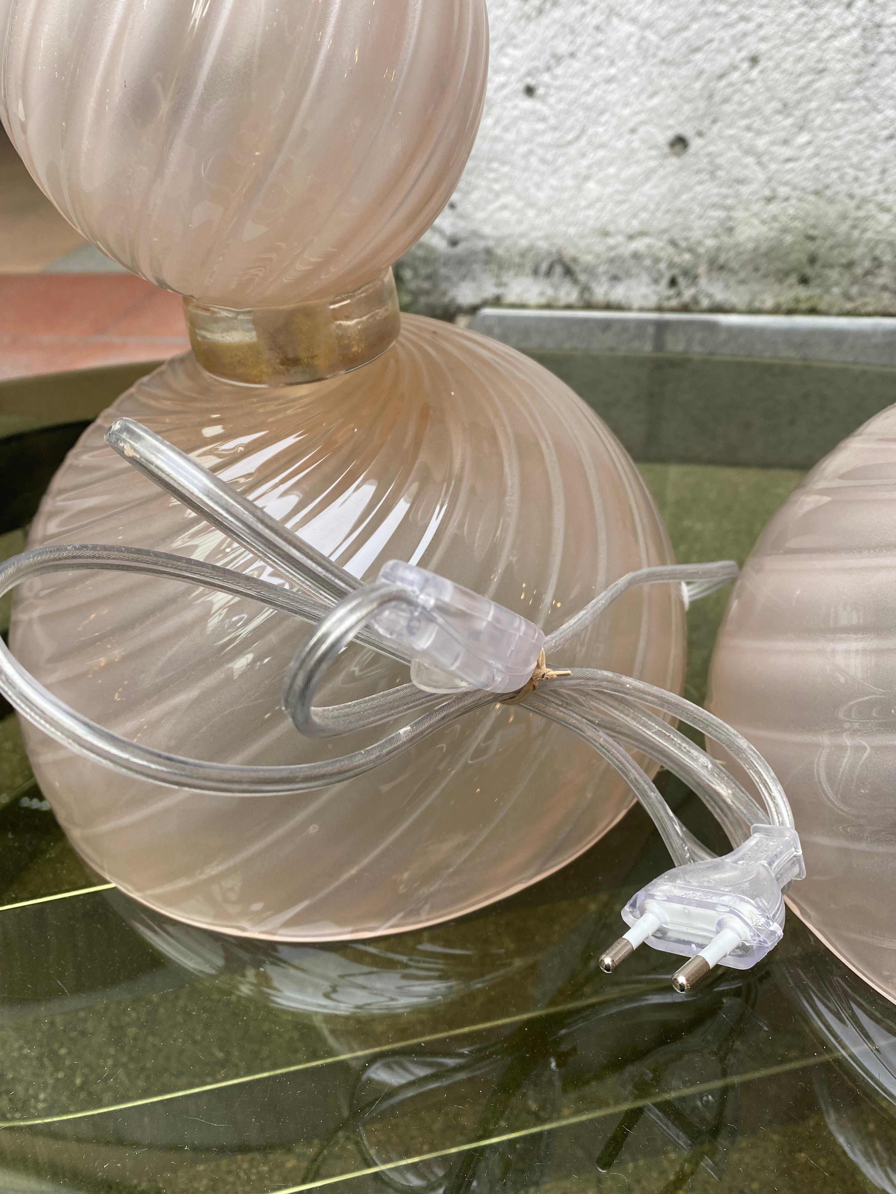 Pair of Pink Lamps Murano Glass 2