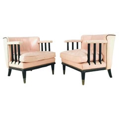 Pair of Pink Leather Armchairs