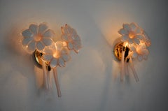 Paar rosafarbene Calas-Lampen, Murano-Glas, Italien, 1970