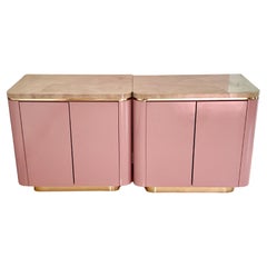 Pareja de Mesillas de Noche Rosa/Malva/Fucsia y Latón
