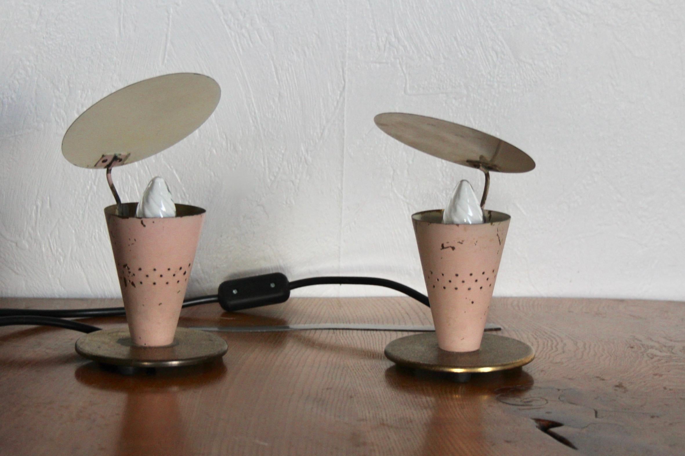 Pair of Pink Metal Table Lamp 2