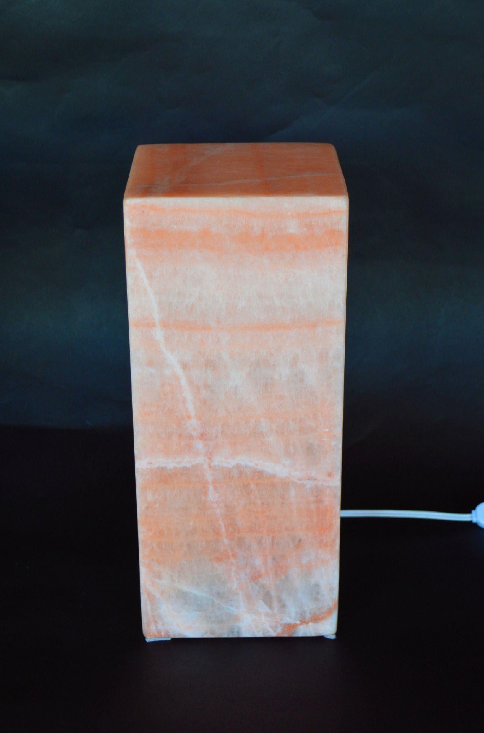 American Pair of Pink Modern Onyx Lamps, USA, 21st Century For Sale