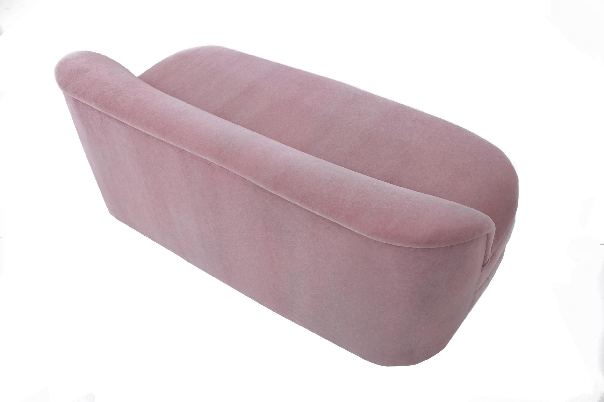 Modern Pair of Pink Mohair Settees by Directional Furniture