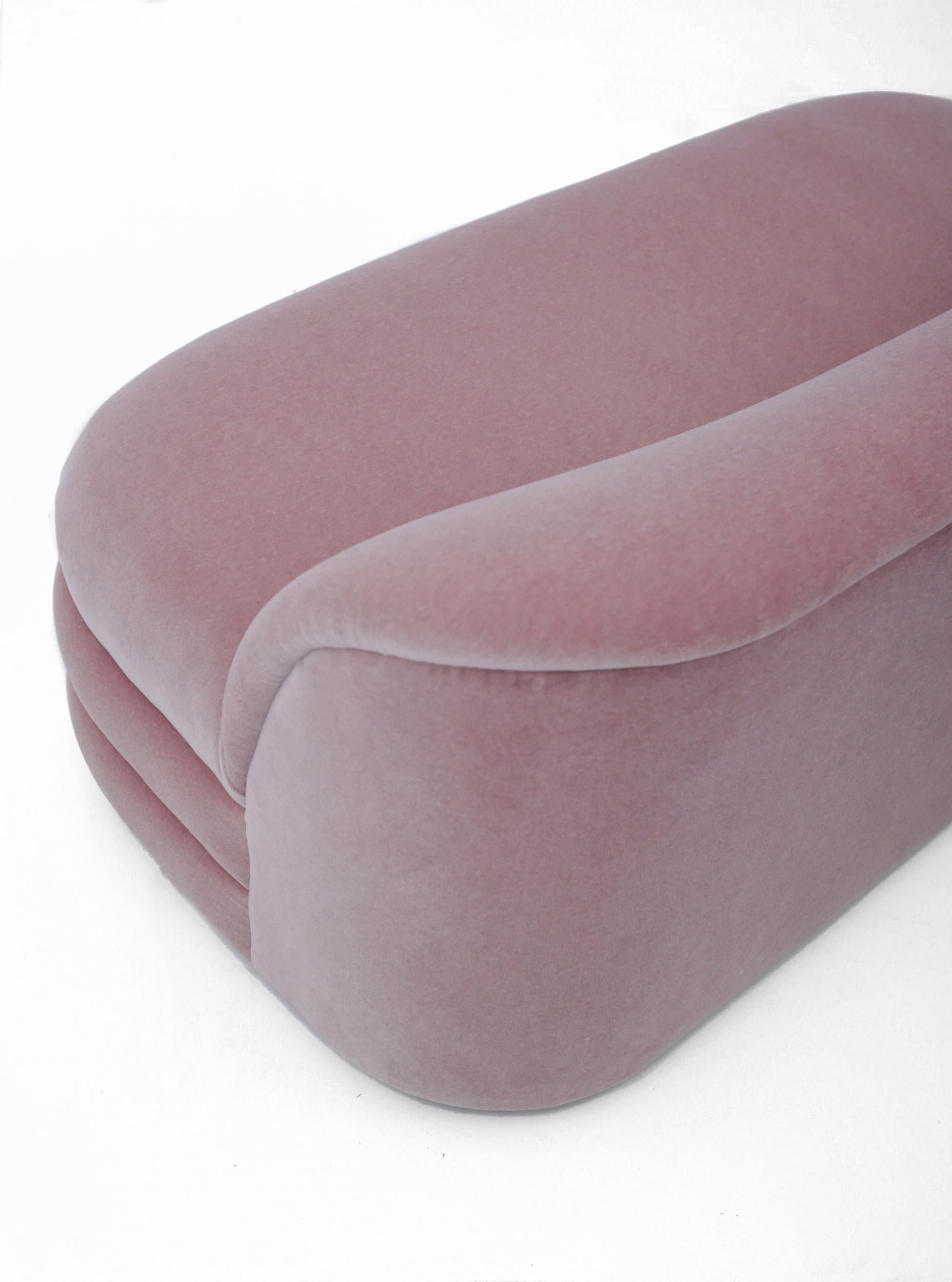 American Pair of Pink Mohair Settees by Directional Furniture