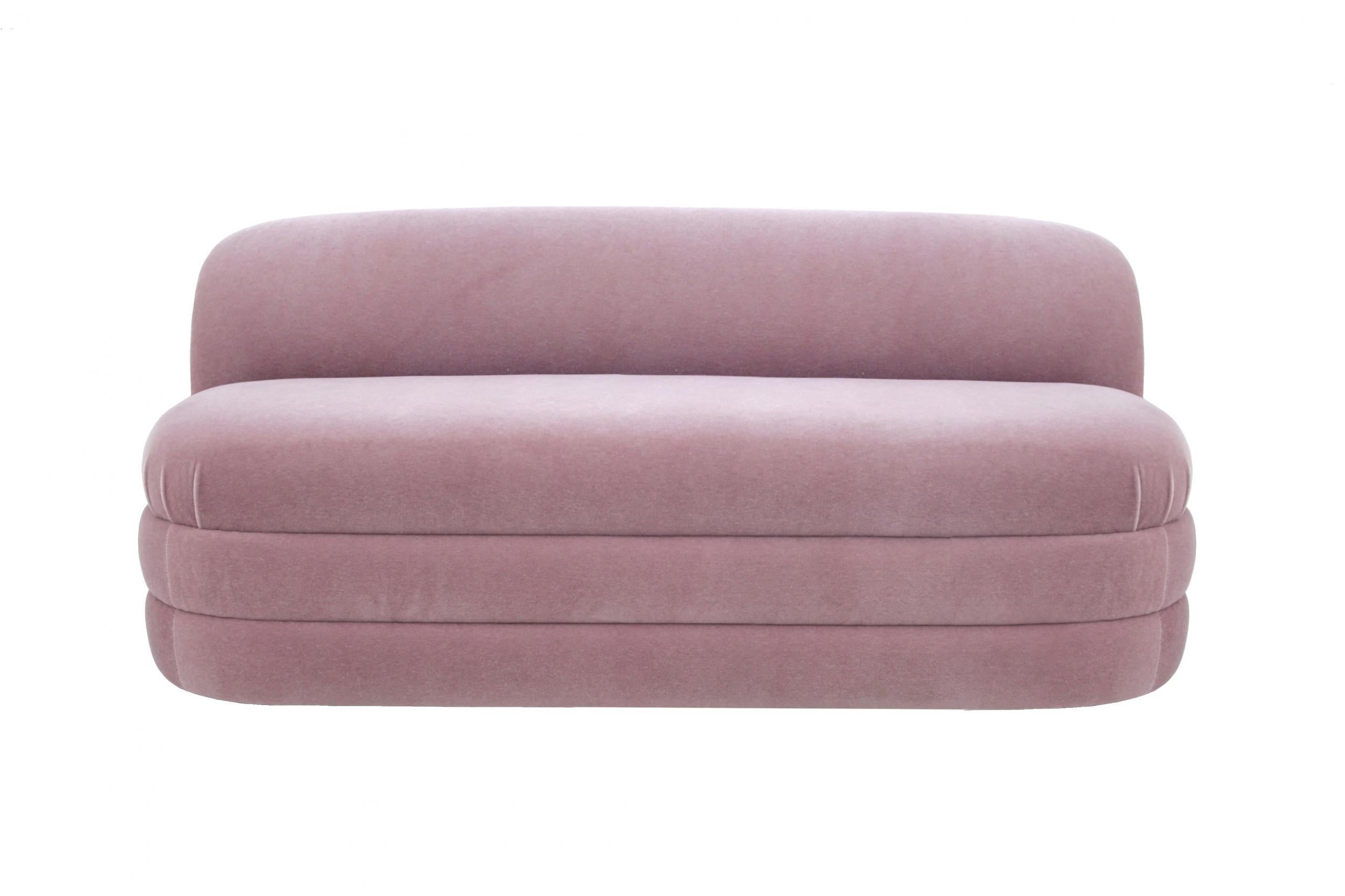 Late 20th Century Pair of Pink Mohair Settees by Directional Furniture