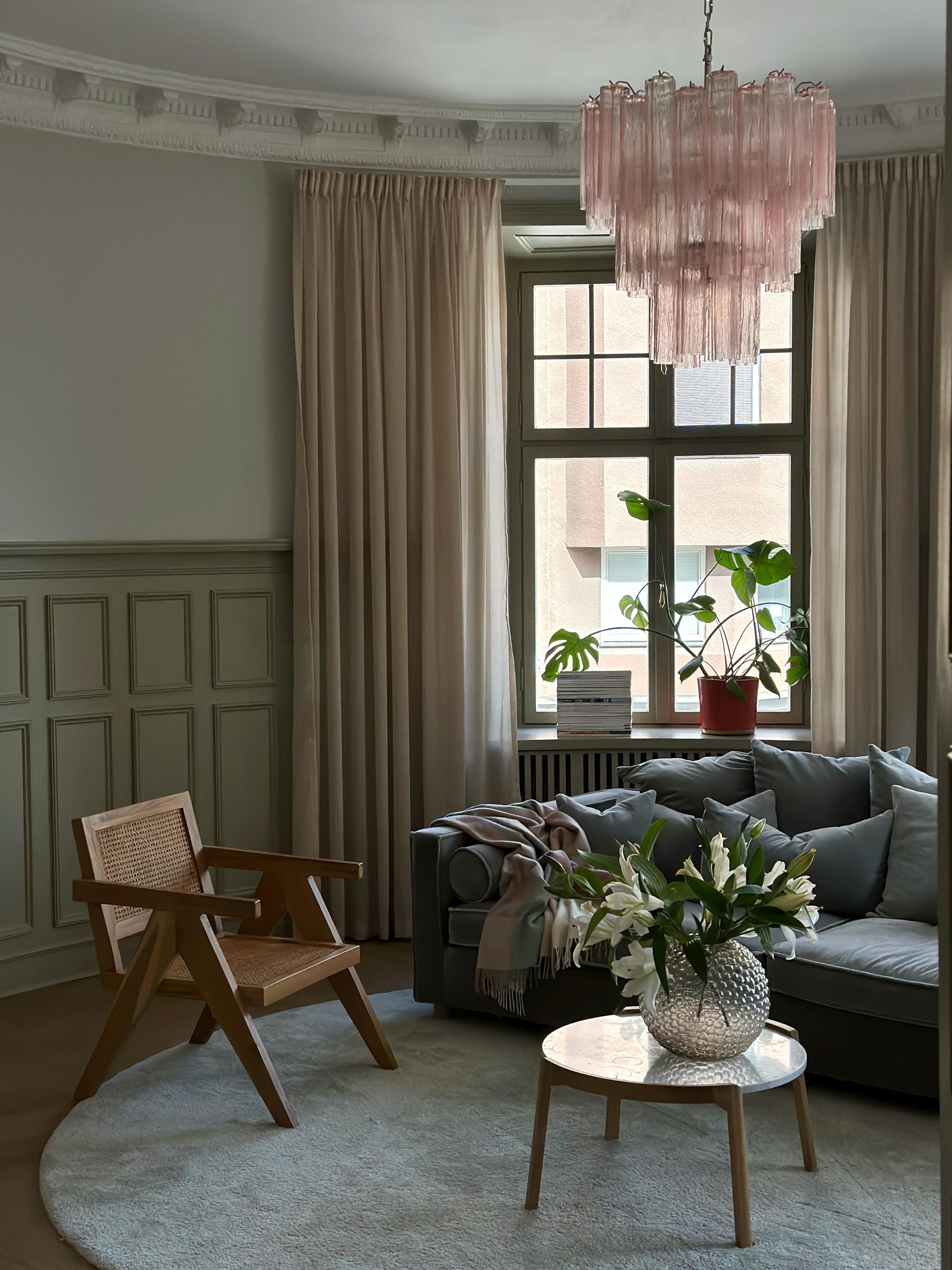 Pair of Pink Murano Chandeliers Tronchi In Excellent Condition For Sale In Bromma, SE
