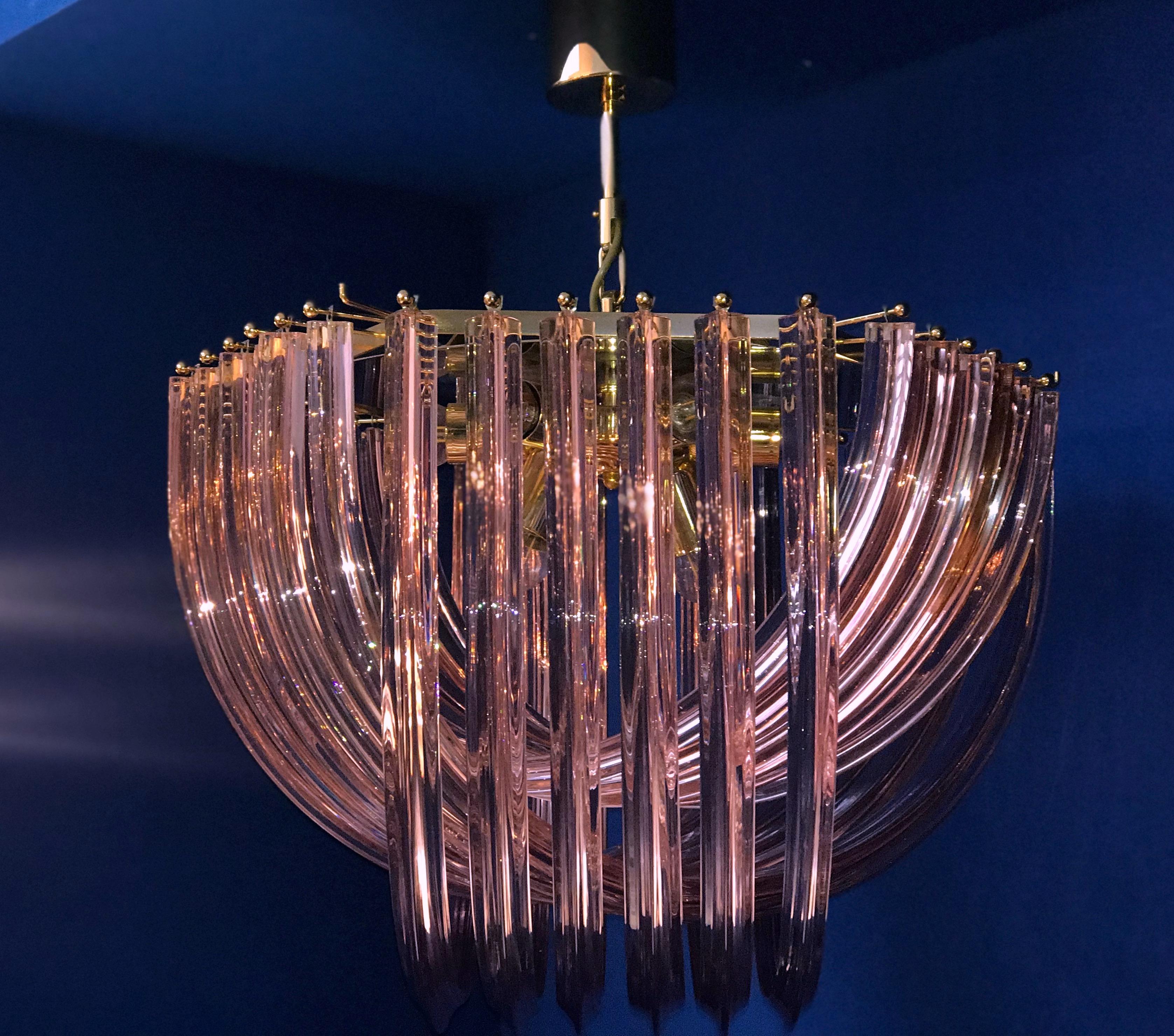 Lámpara de techo o empotrable Curvati rosa de Murano, 1990 en venta 4