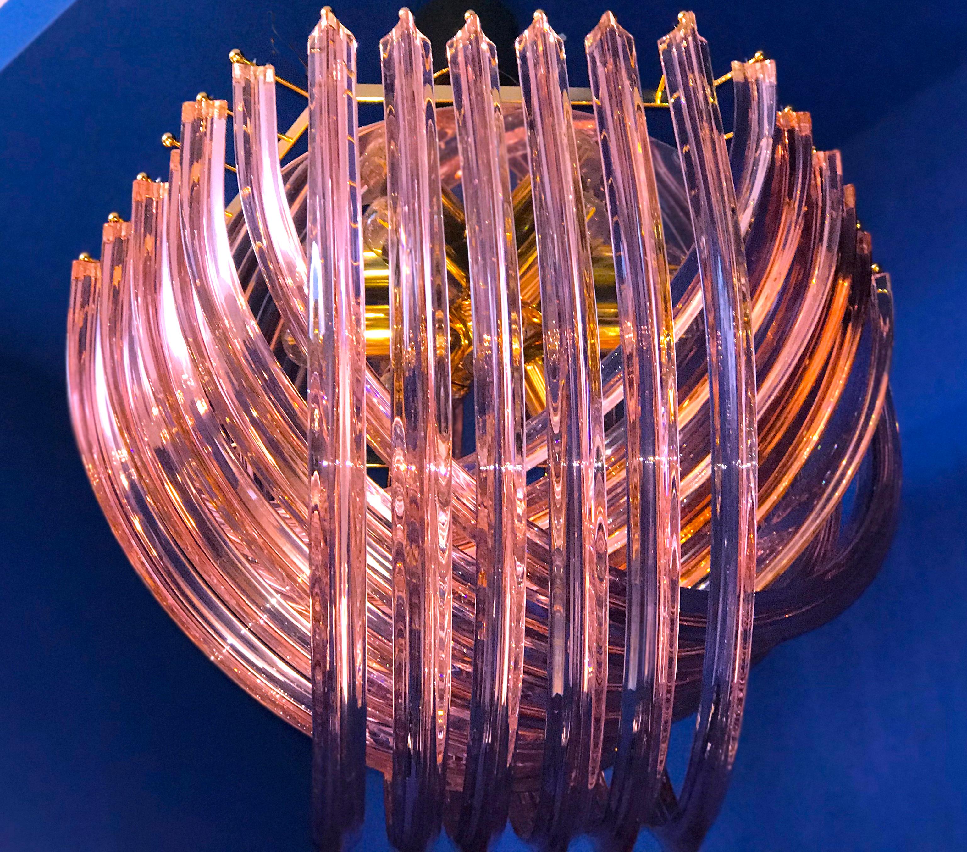 Lámpara de techo o empotrable Curvati rosa de Murano, 1990 en venta 5