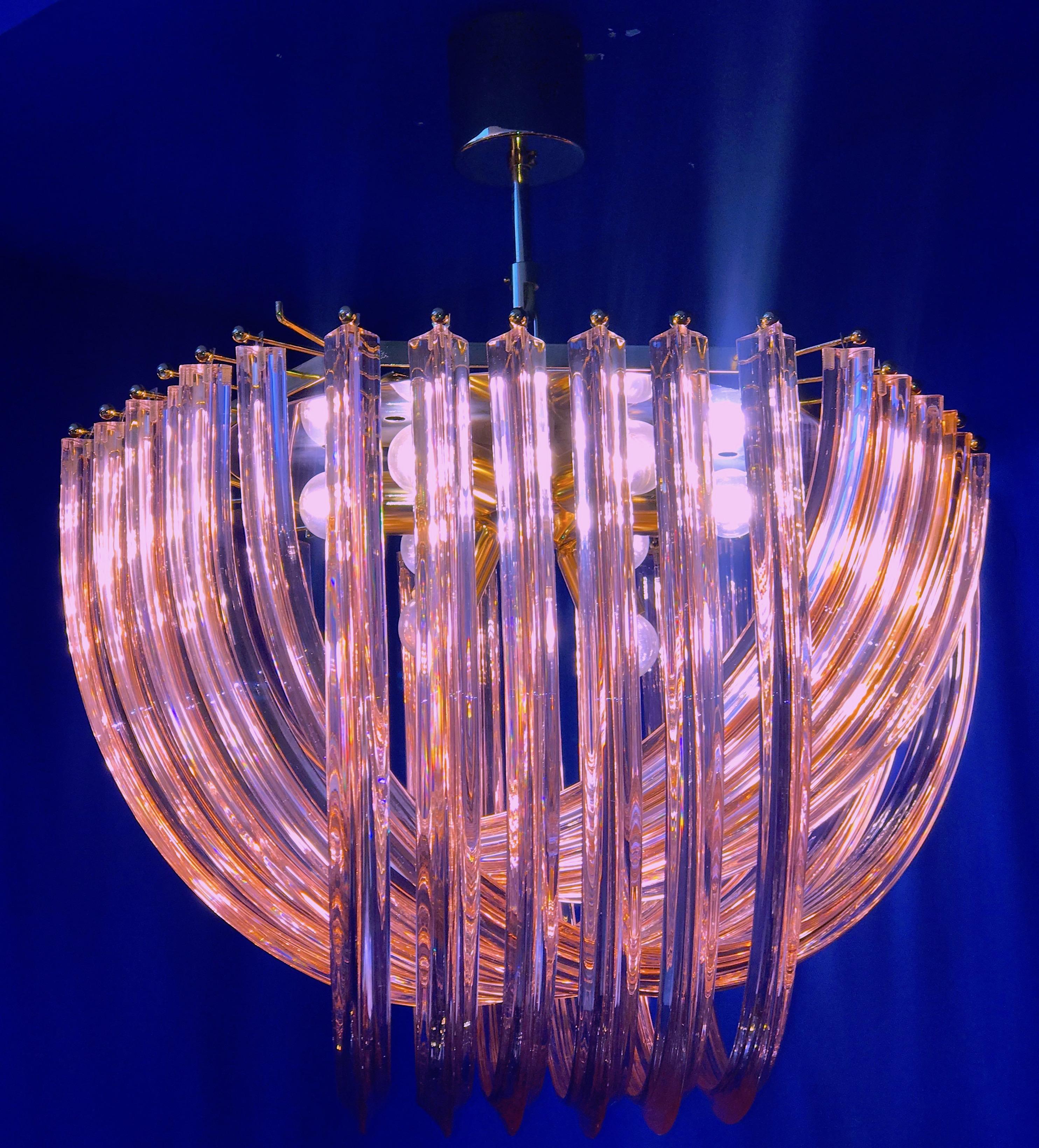 Lámpara de techo o empotrable Curvati rosa de Murano, 1990 en venta 7