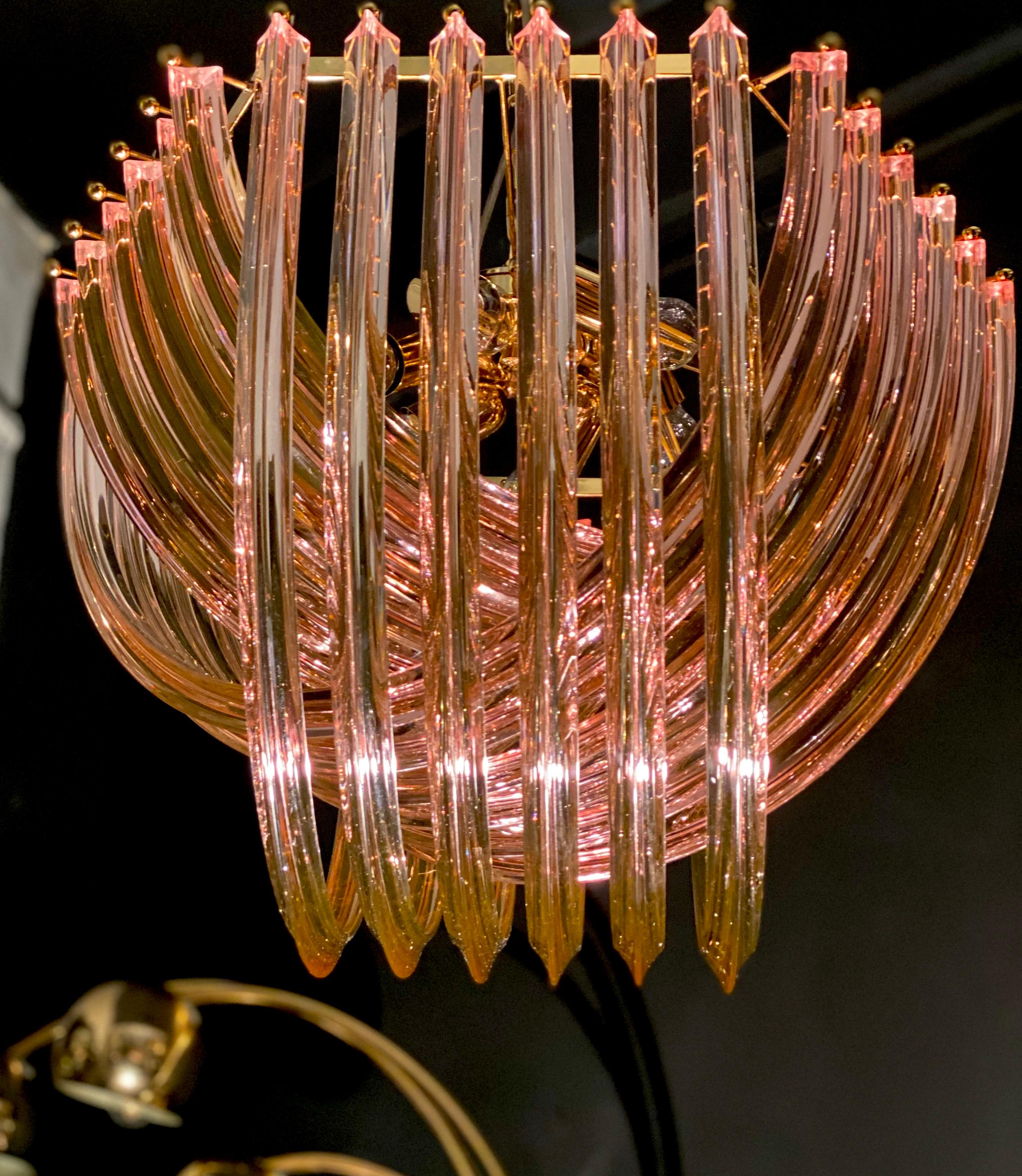 Plafonnier ou plafonnier encastré Curvati de Murano rose, 1990 en vente 11