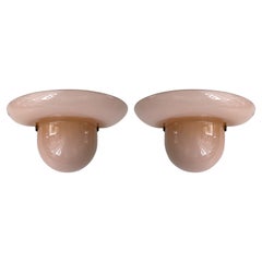 Paar Wandleuchter aus rosa Muranoglas und Messing von VeArt, Italien, 1970er Jahre