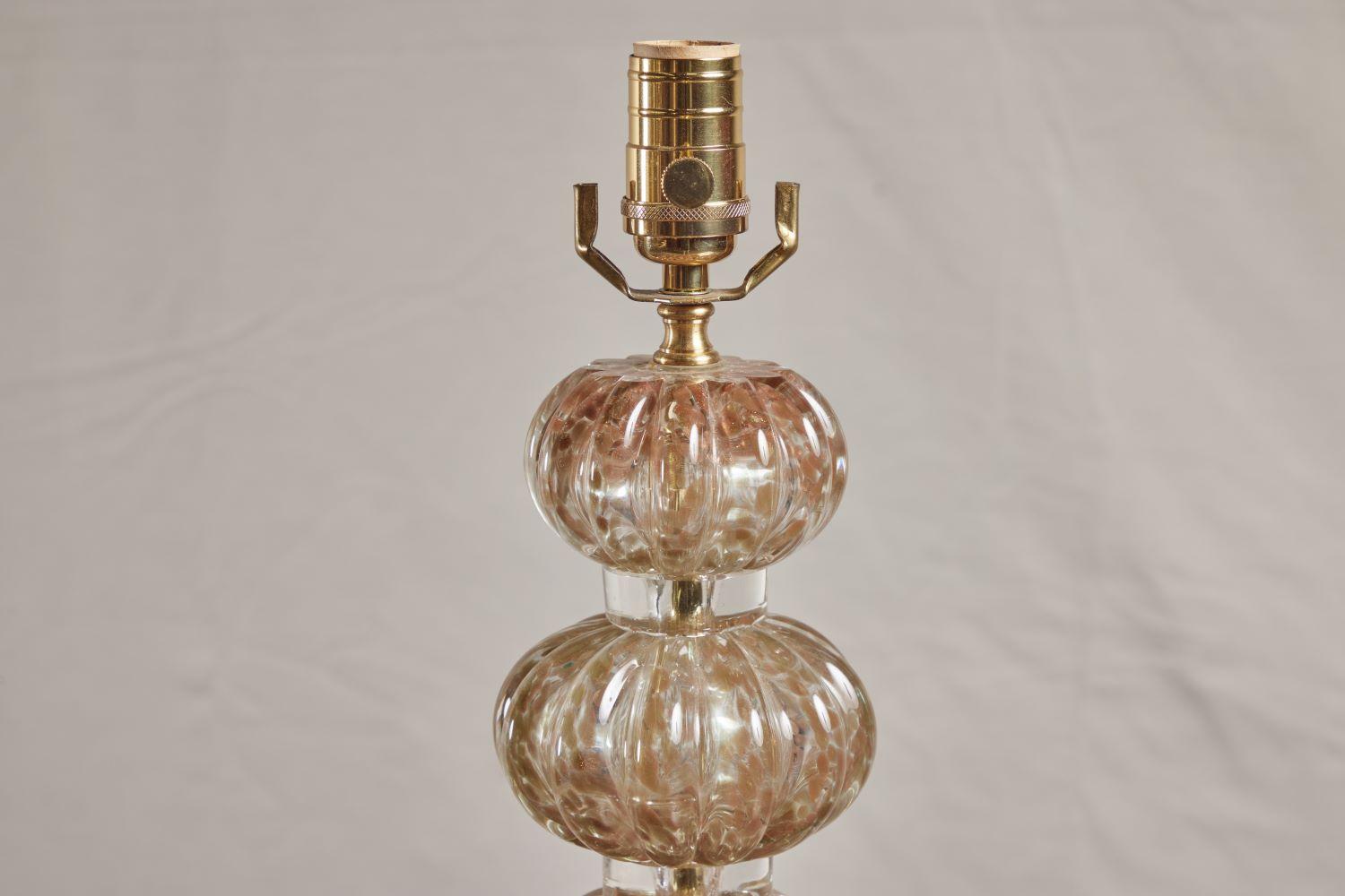 Pair of Pink Murano Glass Lamps In Good Condition In Pasadena, CA