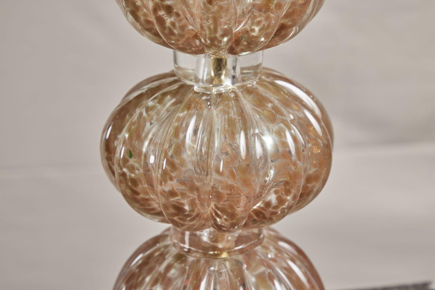 Pair of Pink Murano Glass Lamps 1