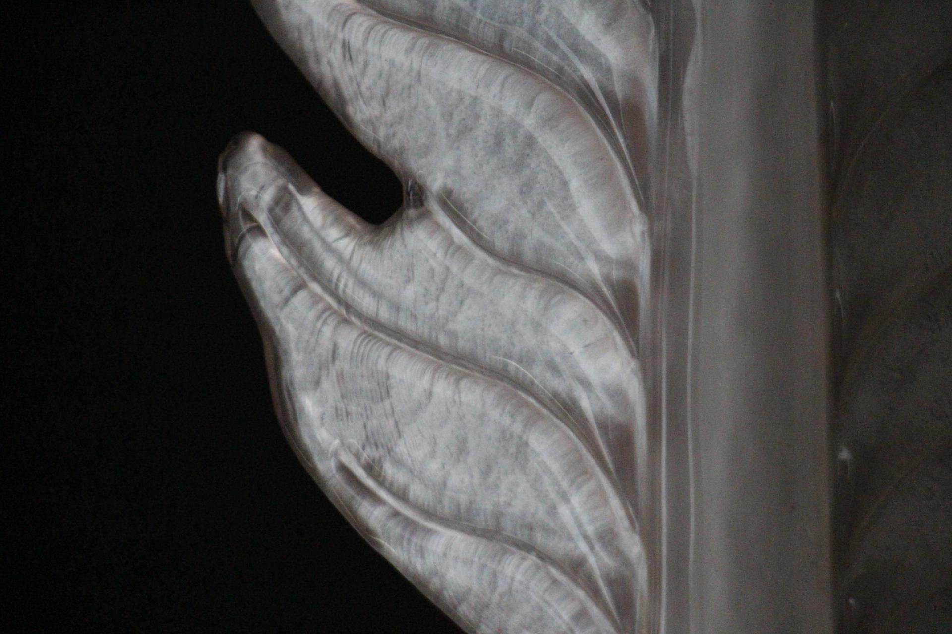 Coppia di lampade da parete a forma di foglia in vetro di Murano rosa,  Stile Barovier in vendita 8