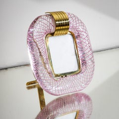 Par de marcos de mesa de cristal de Murano rosa, Italia, probablemente de mediados del siglo XX
