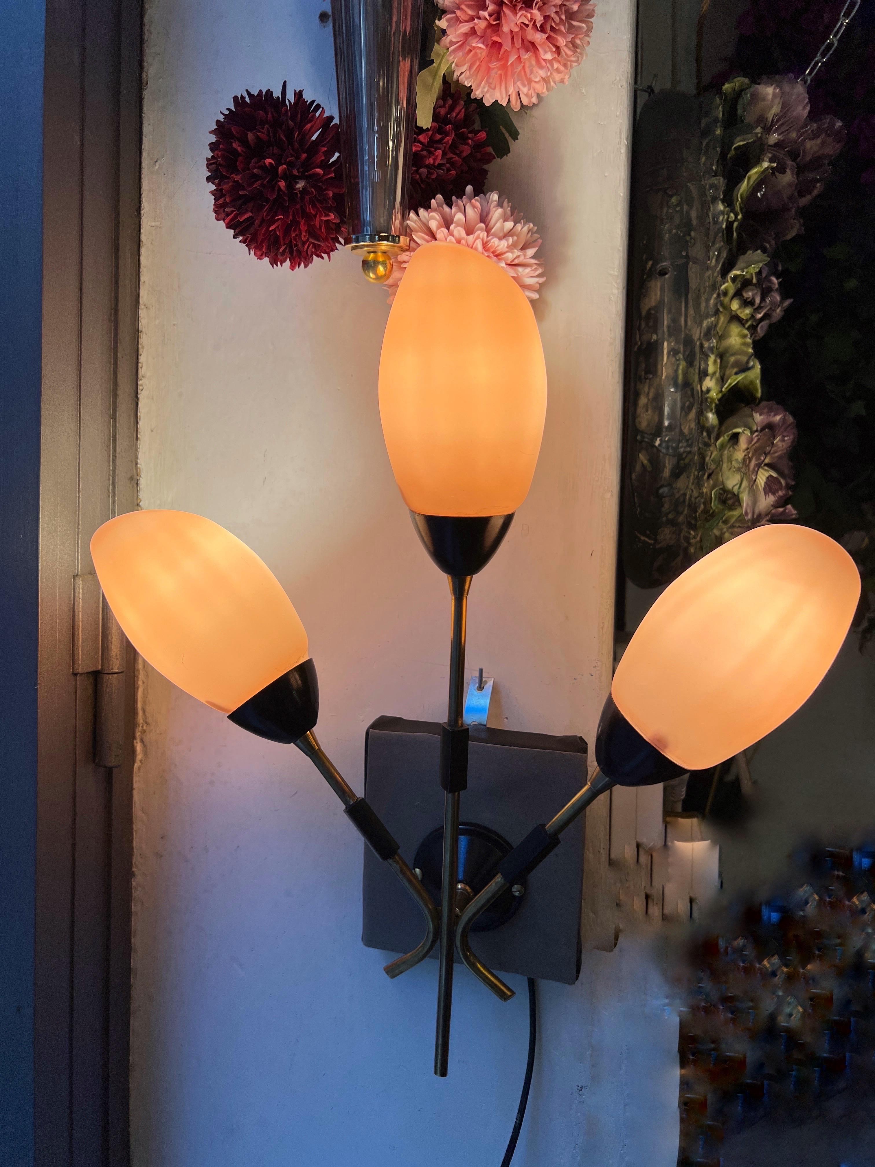Paar rosa Murano-Glas Wandleuchten mit drei Lichtern, 1970 im Angebot 7
