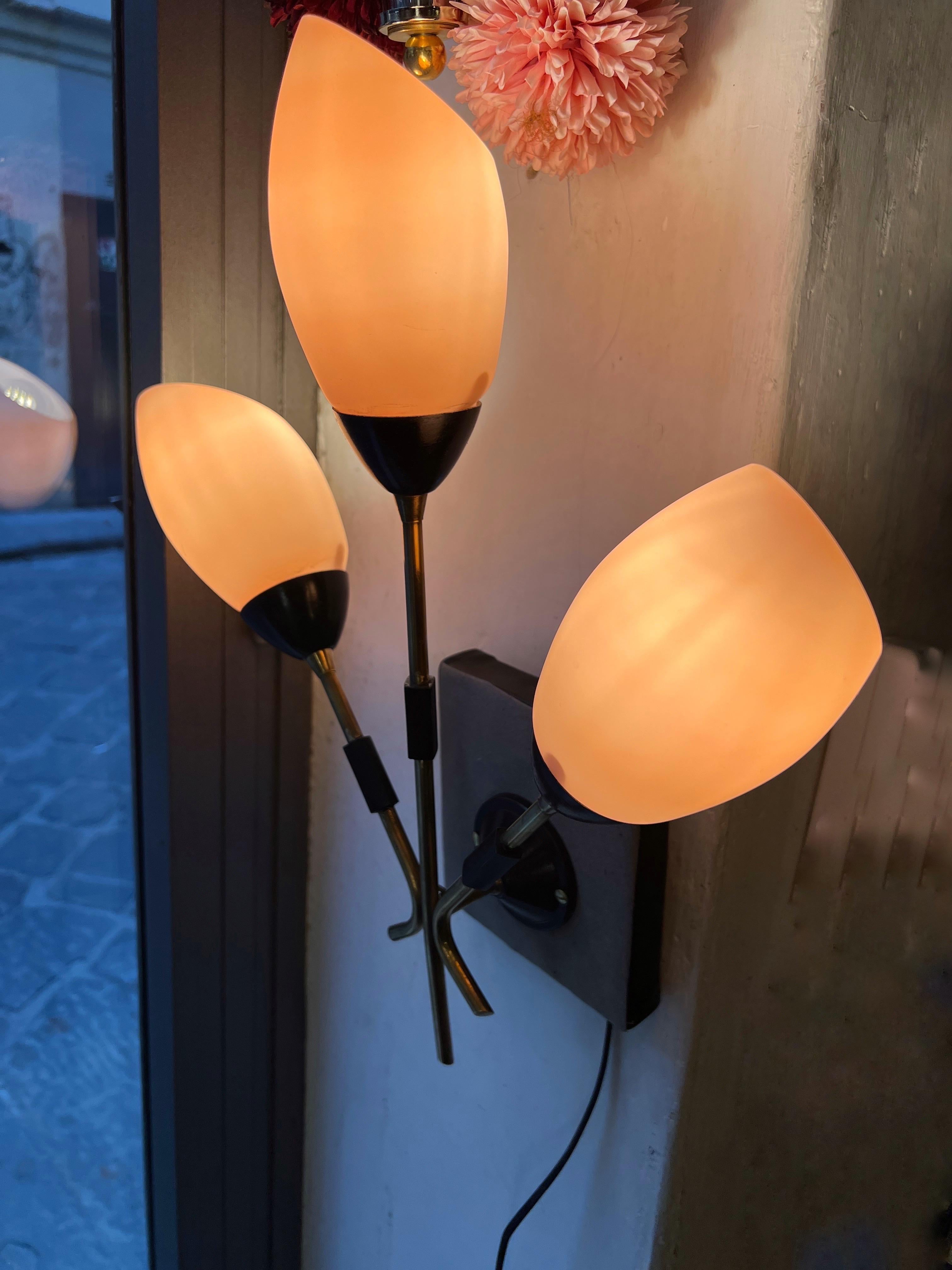 Paar rosa Murano-Glas Wandleuchten mit drei Lichtern, 1970 im Angebot 8