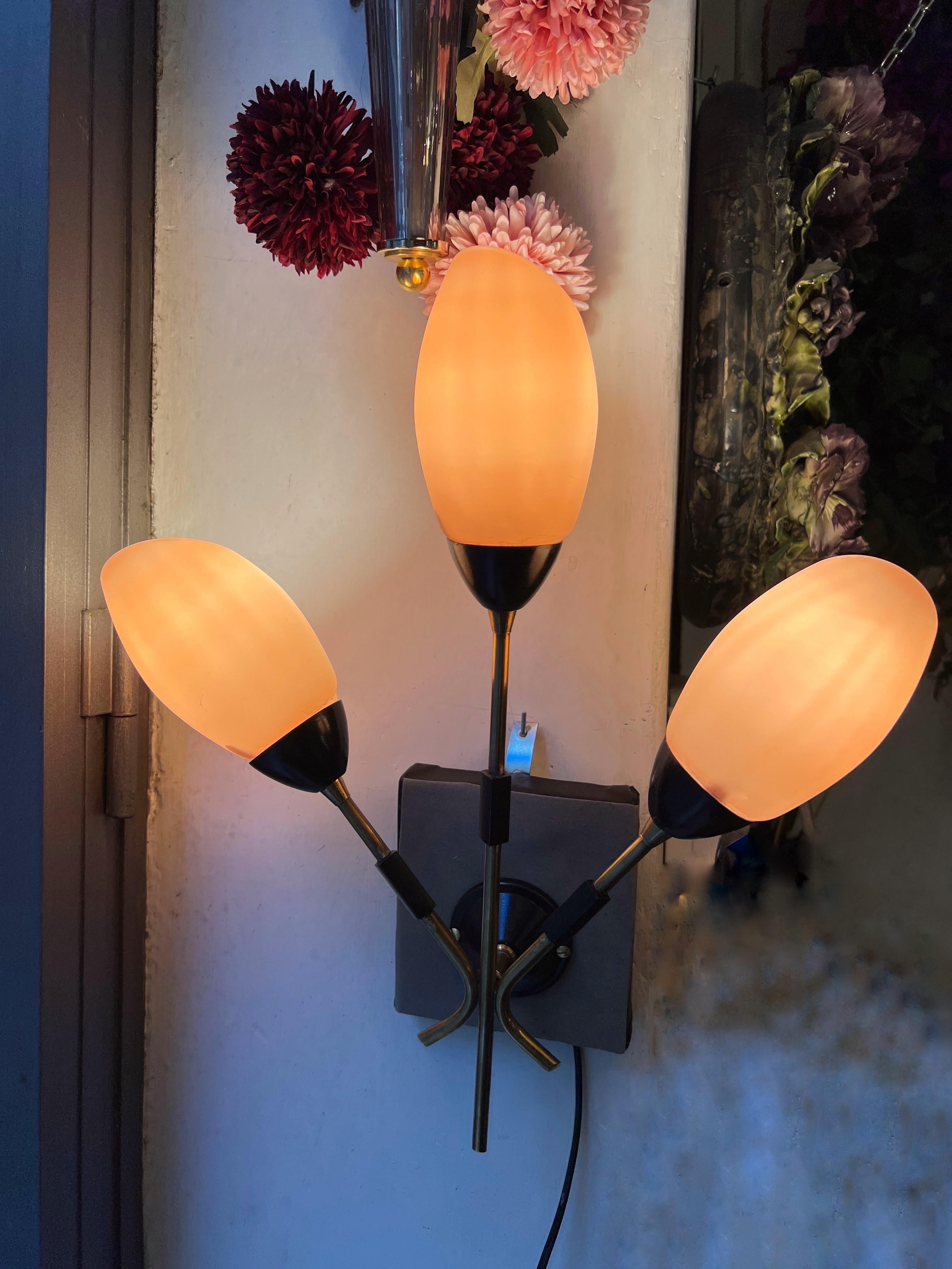 Paar rosa Murano-Glas Wandleuchten mit drei Lichtern, 1970 im Angebot 10