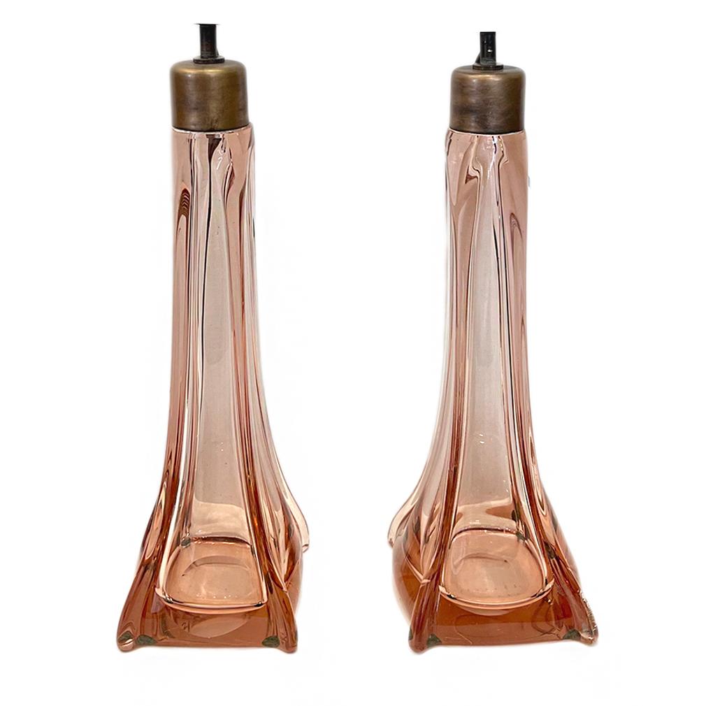 Pair of circa 1920s Murano glass lamps.

Measurements:
Height of body: 14.75