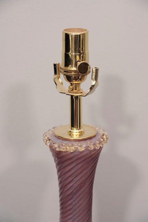 Mid-Century Modern Pair of Pink Murano Lamps