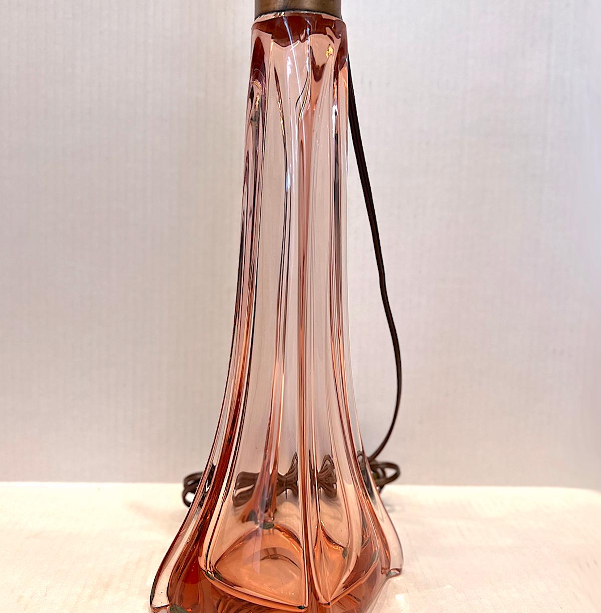 Murano Glass Pair of Pink Murano Lamps For Sale
