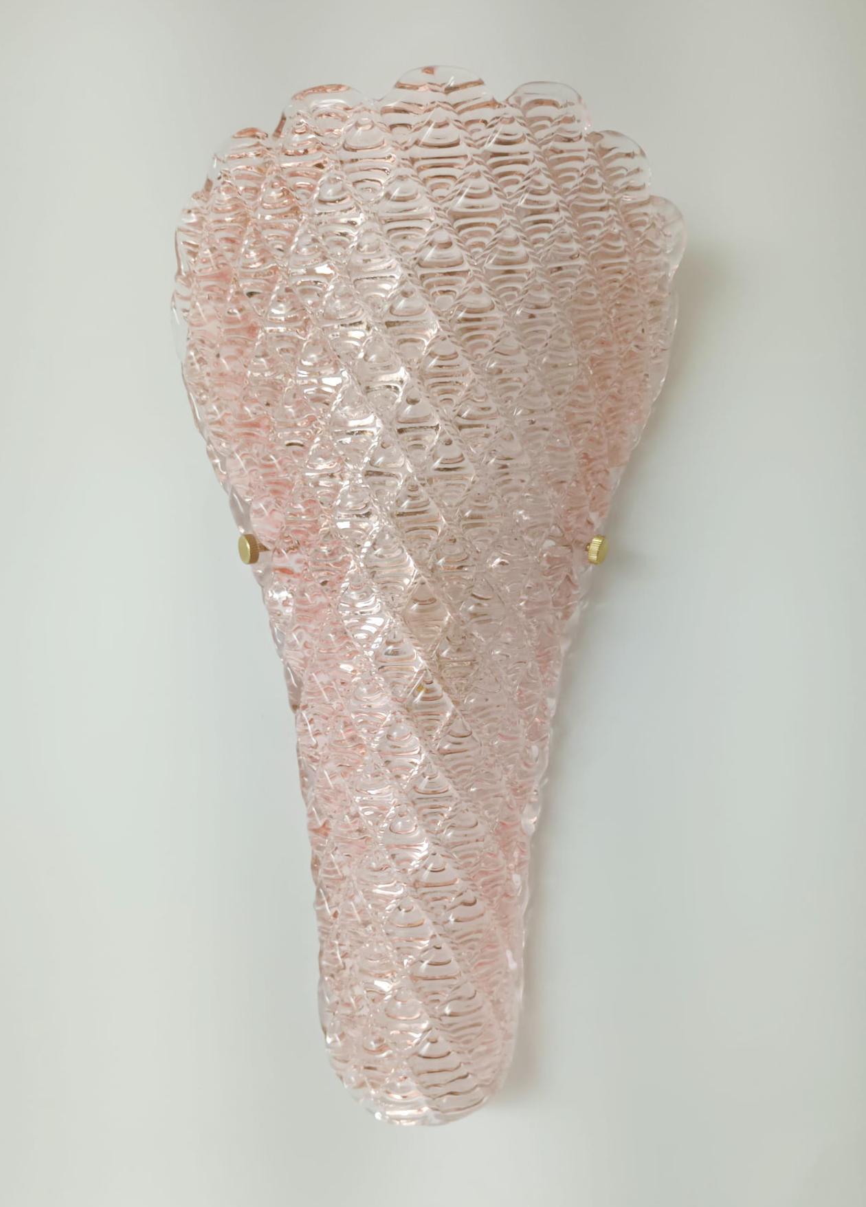 Italian Pair of Pink Murano Sconces, 3 Pairs Available For Sale