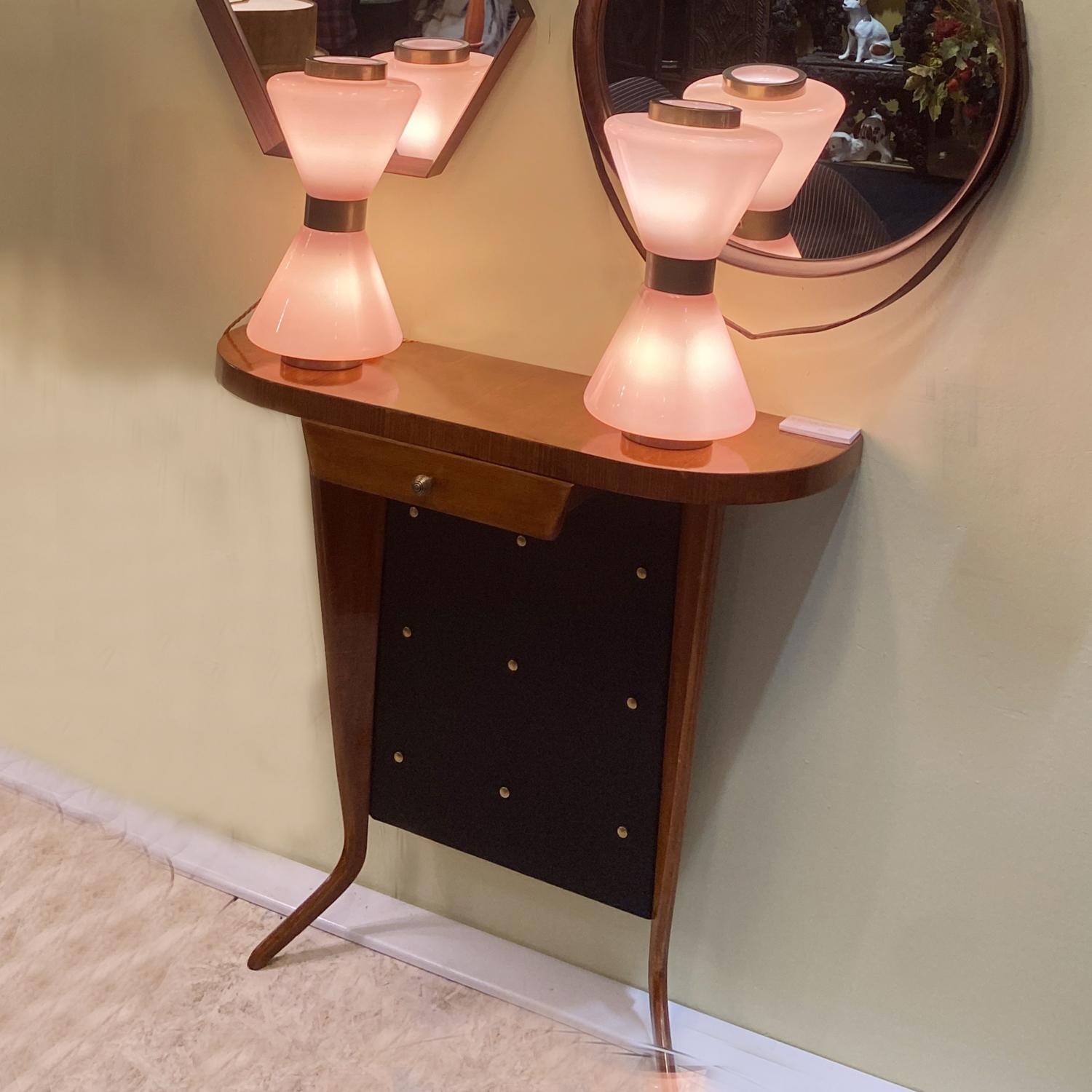 Pareja de Lámparas de Mesa de Murano Rosa Reloj de Arena Años 50 Estilo Vistosi en Excelente estado para la venta en London, GB