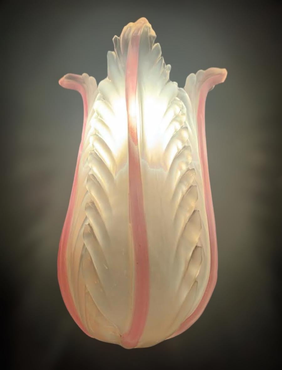 20th Century Pair of Pink Murano Tulip Sconces For Sale