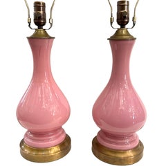 Pair of Pink Opaline Glass lamps