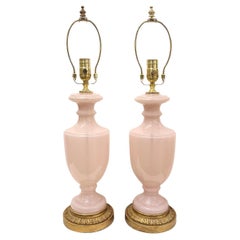 Pair of Pink Opaline glass Lamps