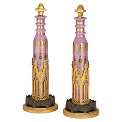 Pair of Pink Opaline Perfume Flasks