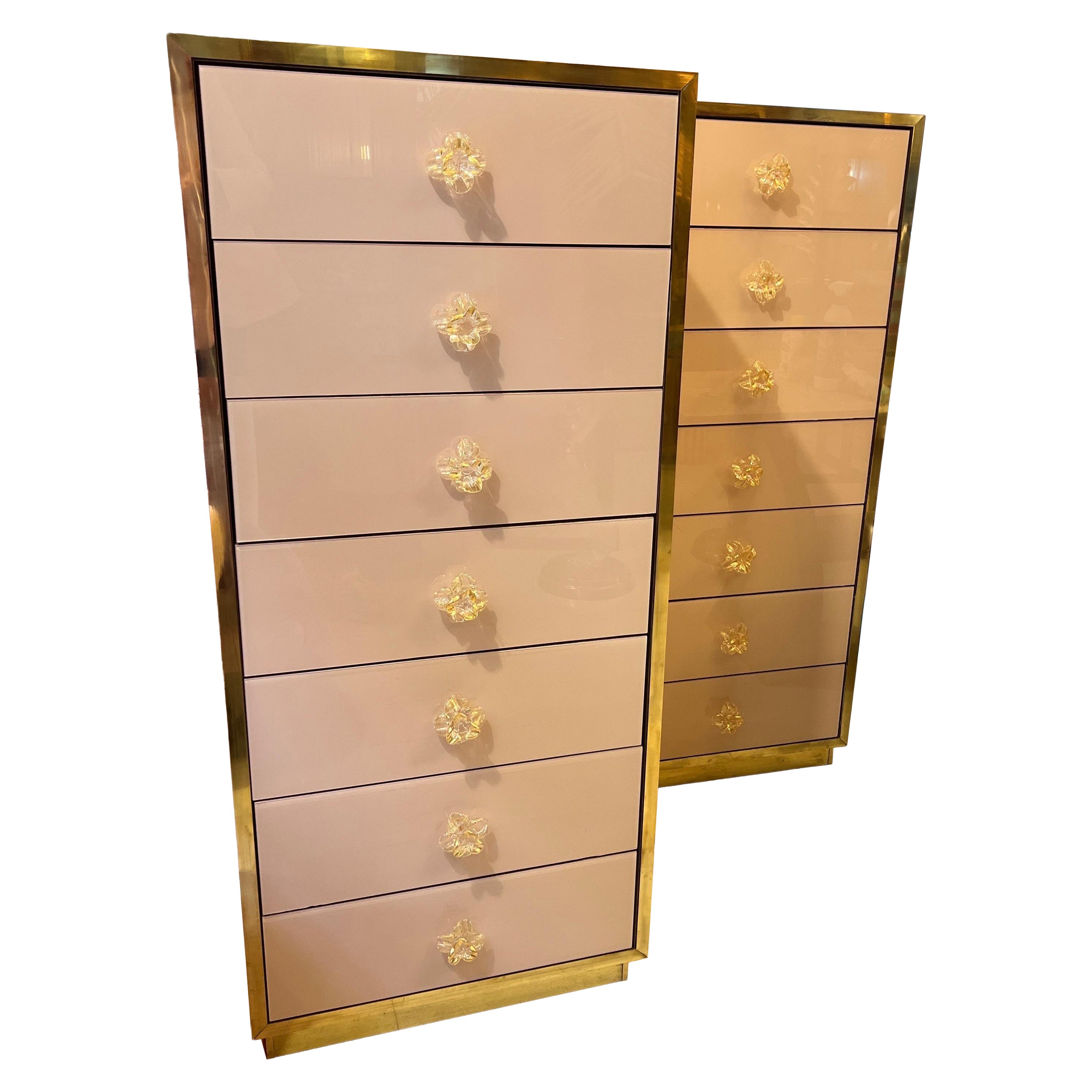 Pink Pale Commodes, Vintage Case Pieces, Elegant Storage Cabinets