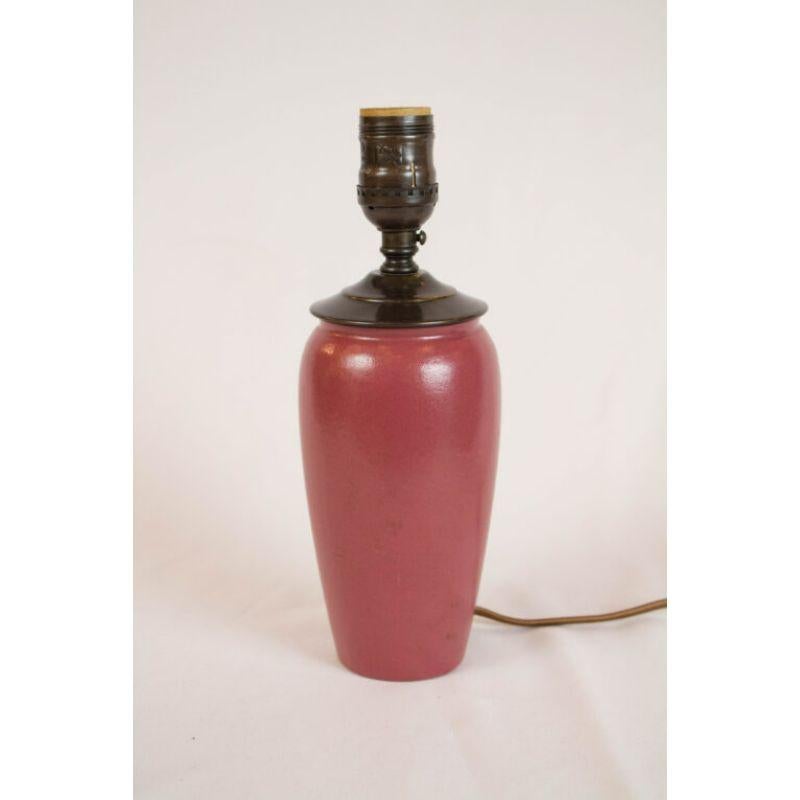 Pair of Pink Paul Revere Pottery Lamps In Good Condition For Sale In Canton, MA