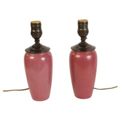 Pair of Pink Paul Revere Pottery Lamps