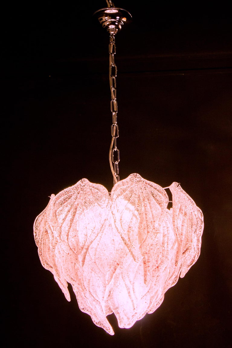 Pair of Pink Polar Murano Glass Chandelier, Italy, 1970s For Sale 3