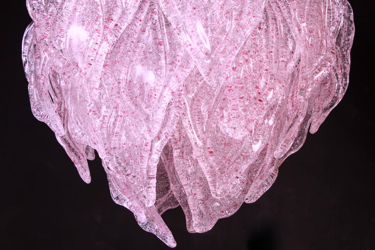 Pair of Pink Polar Murano Glass Chandelier, Italy, 1970s For Sale 5