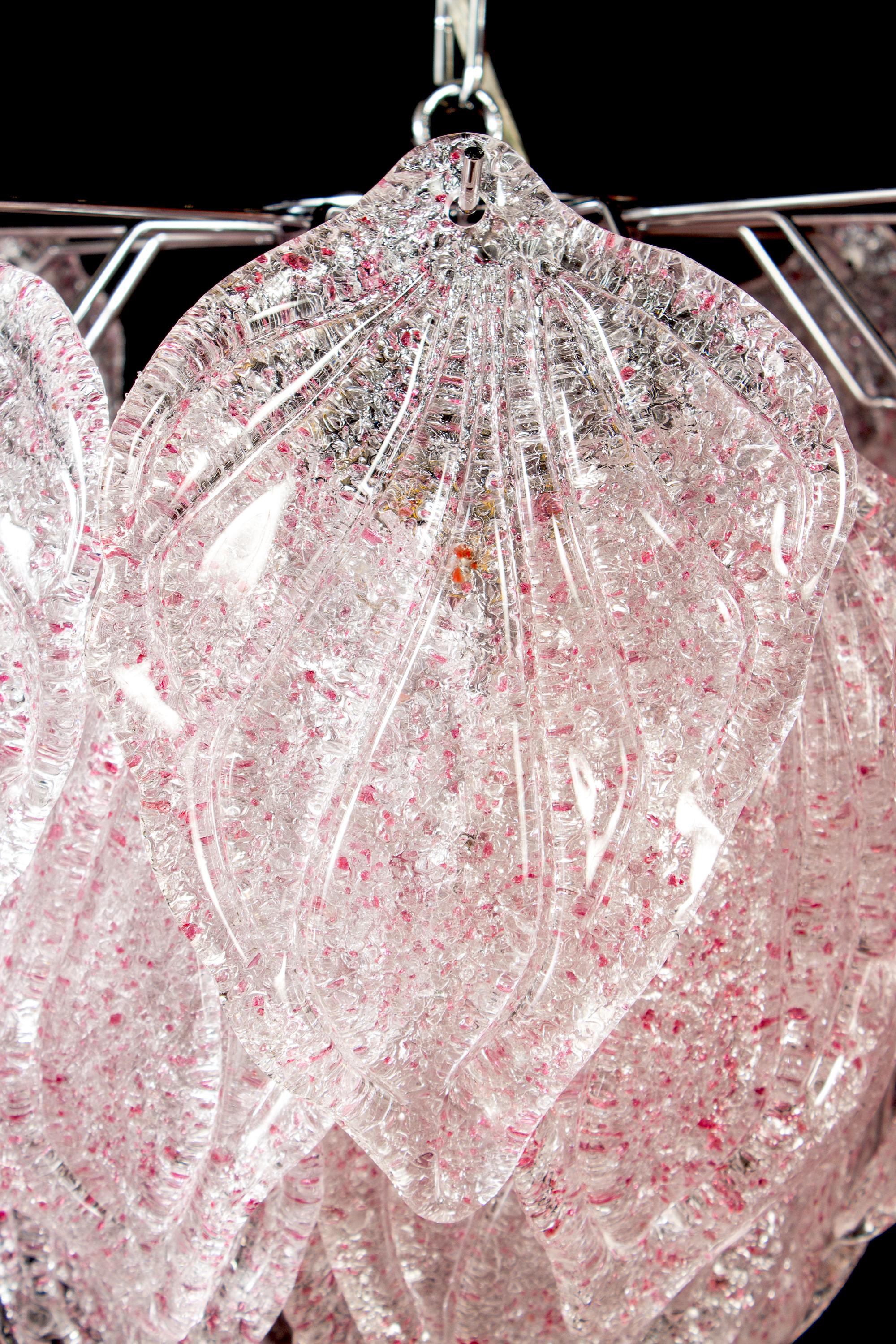 Pair of Pink Polar Murano Glass Chandelier, Italy, 1970s For Sale 1