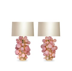 Pair of Pink Rock Crystal Bubble Lamps by Phoenix