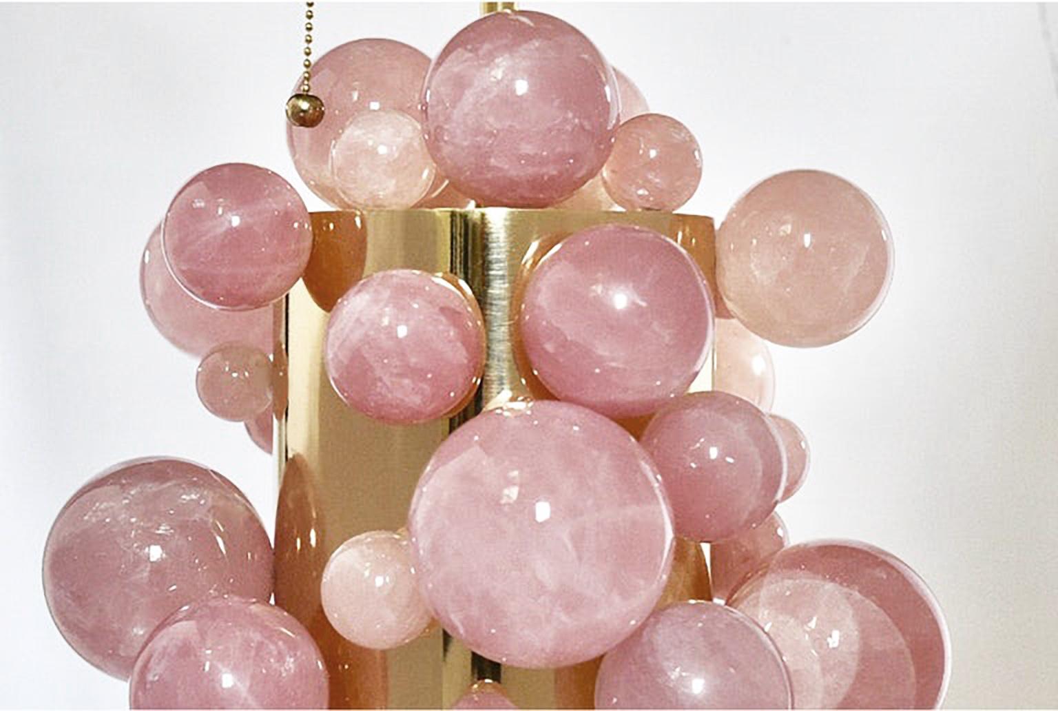 Pink Rock Crystal Bubble Lamps by Phoenix In Excellent Condition In New York, NY