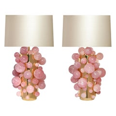 Pair of Pink Rock Crystal Bubble Lamps by Phoenix