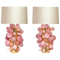 Pair of Pink Rock Crystal Bubble Lamps by Phoenix