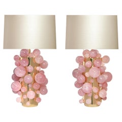 Pair of Pink Rock Crystal Bubble Lamps by Phoenix