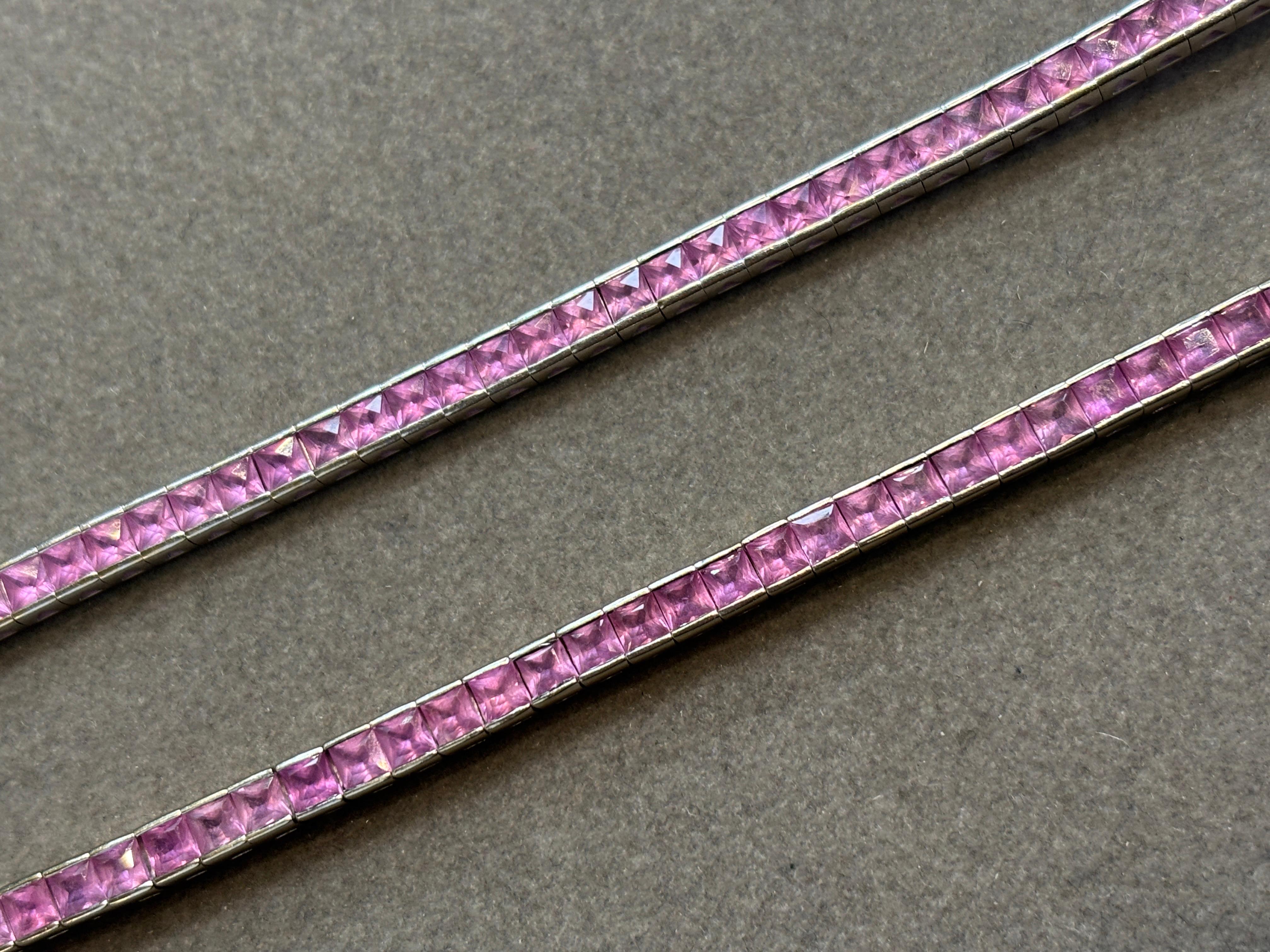 Par de pulseras de zafiro rosa en Excelente estado para la venta en New York, NY