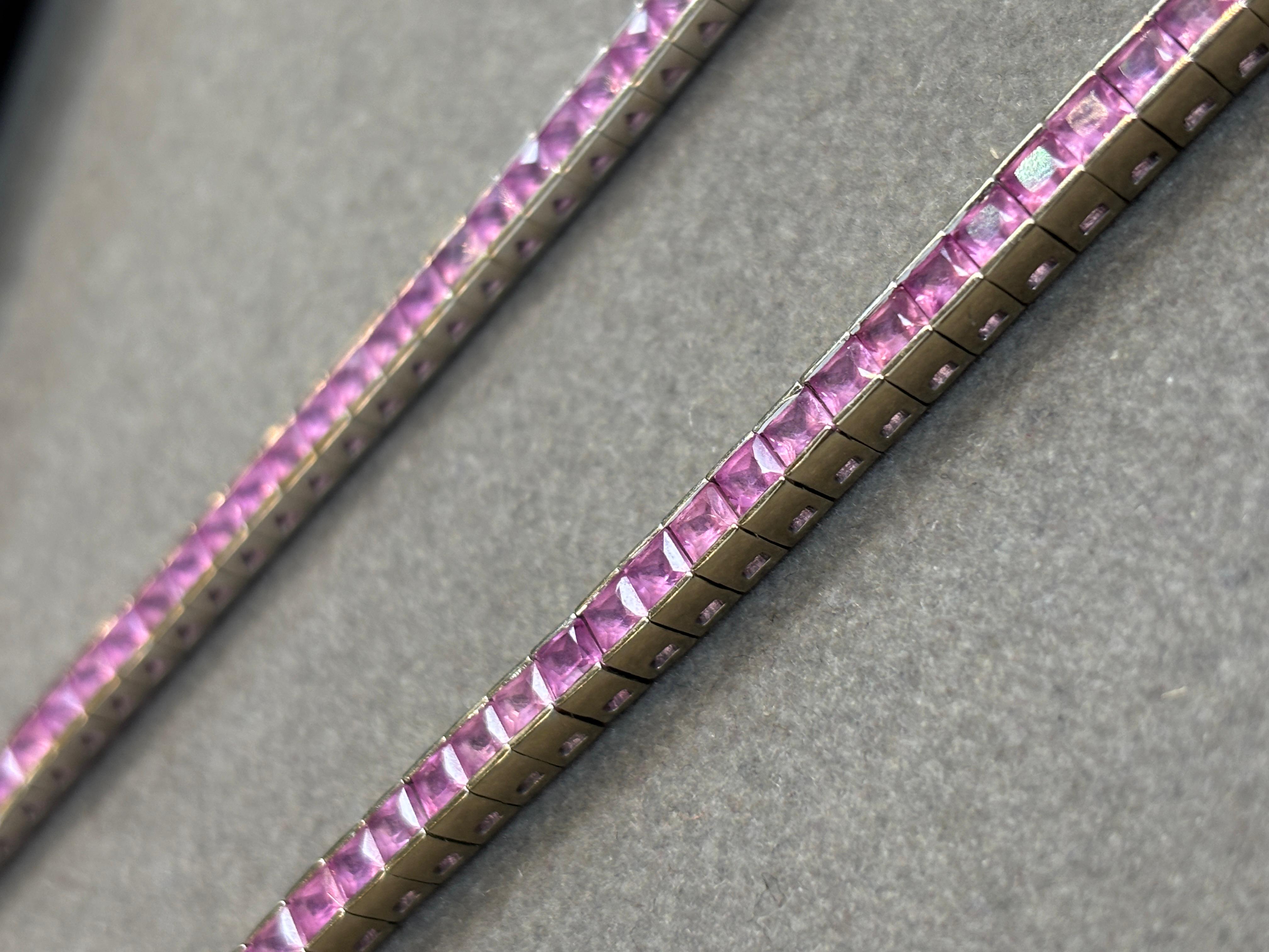 De las mujeres Par de pulseras de zafiro rosa en venta
