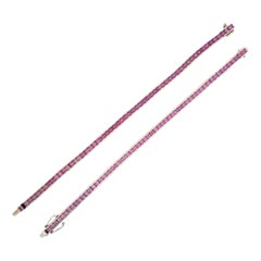 Pair of Pink Sapphire Tennis Bracelets
