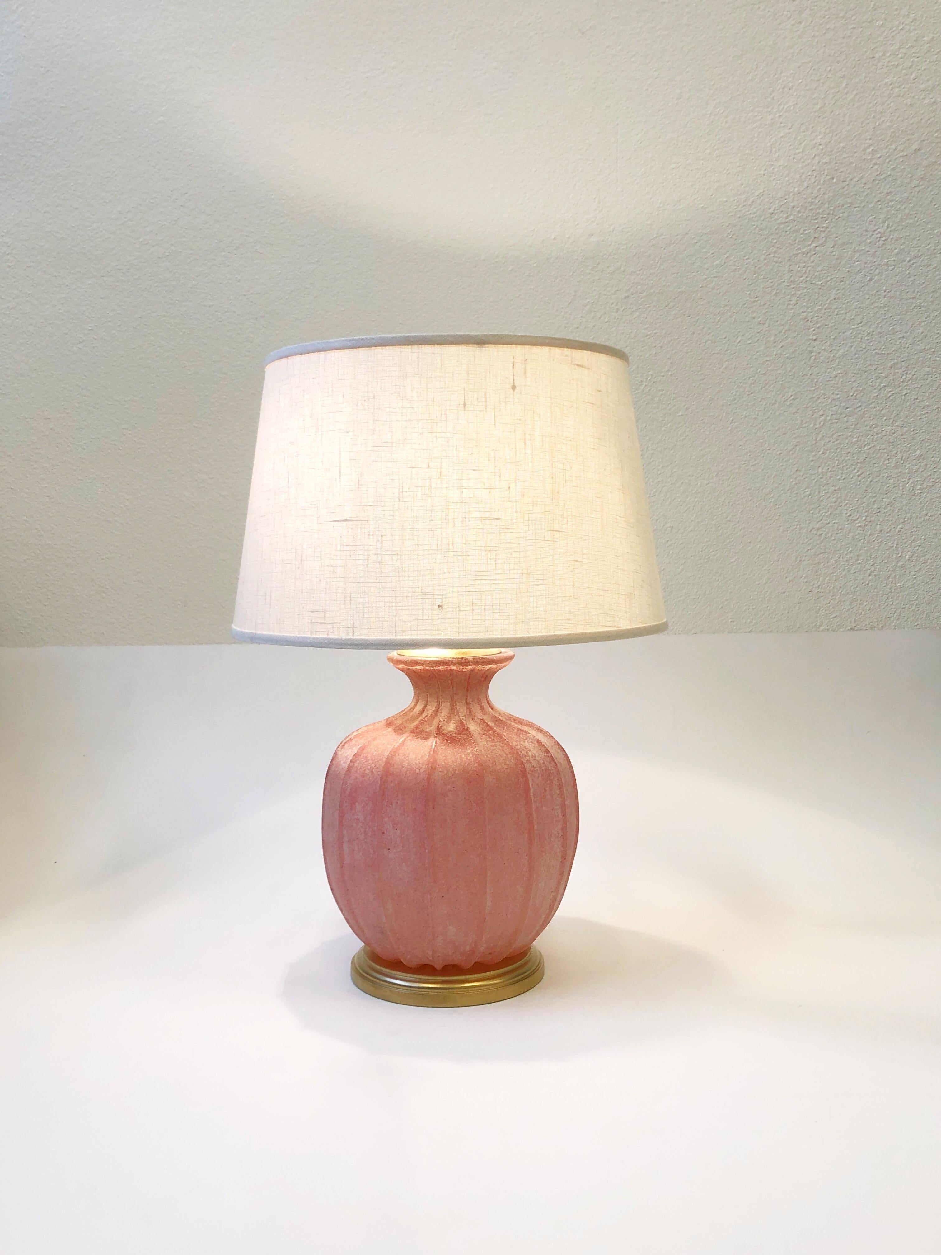 Pair of Pink Scavo Murano Glass Table Lamps by Seguso Vetri d'Arte 4